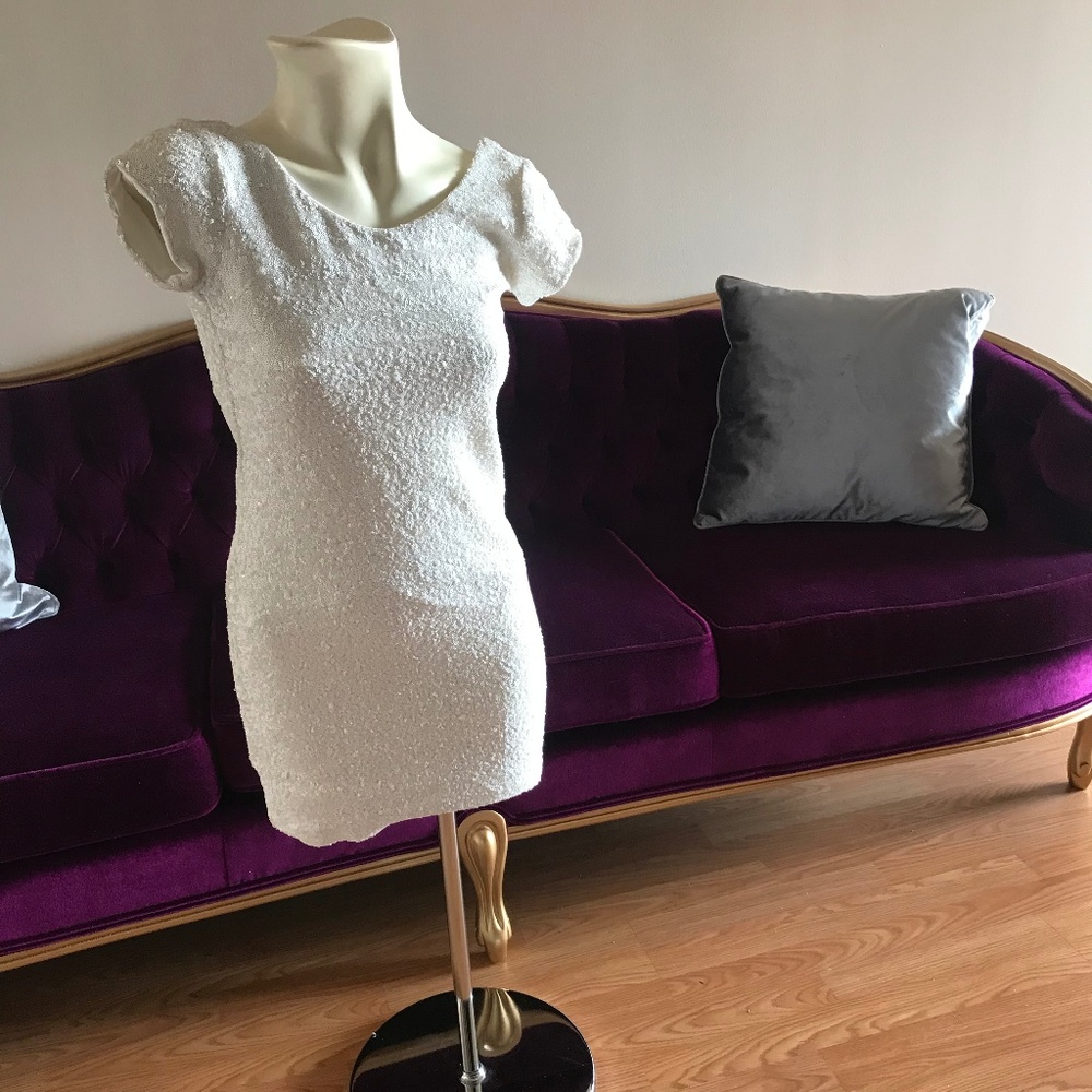 White Sequins Mini Dress